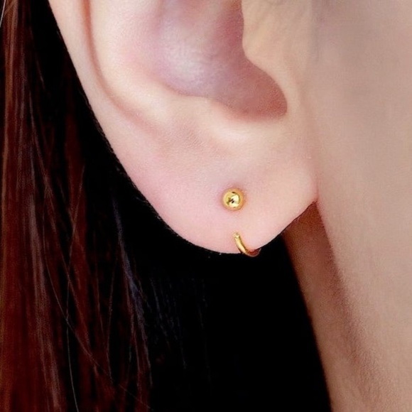 Ball Huggies Hoop Earrings - Picture 2 of 2